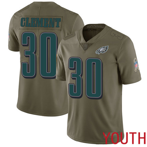 Youth Philadelphia Eagles #30 Corey Clement Limited Olive 2017 Salute to Service Football NFL Jersey